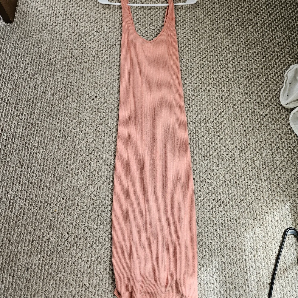 Oneill aquaria ribbed v neck midi dress medium slit - Picture 4 of 8